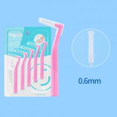 L shaped 0.6-1.5mm interdental brush denture orthodontic Gum care soft bristles 5pcs pack blister card Custom logo 