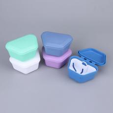 denture cleaning box orthodontic retainer box PE material with filter brush cleaning tablets OEM logo 110*60mm 